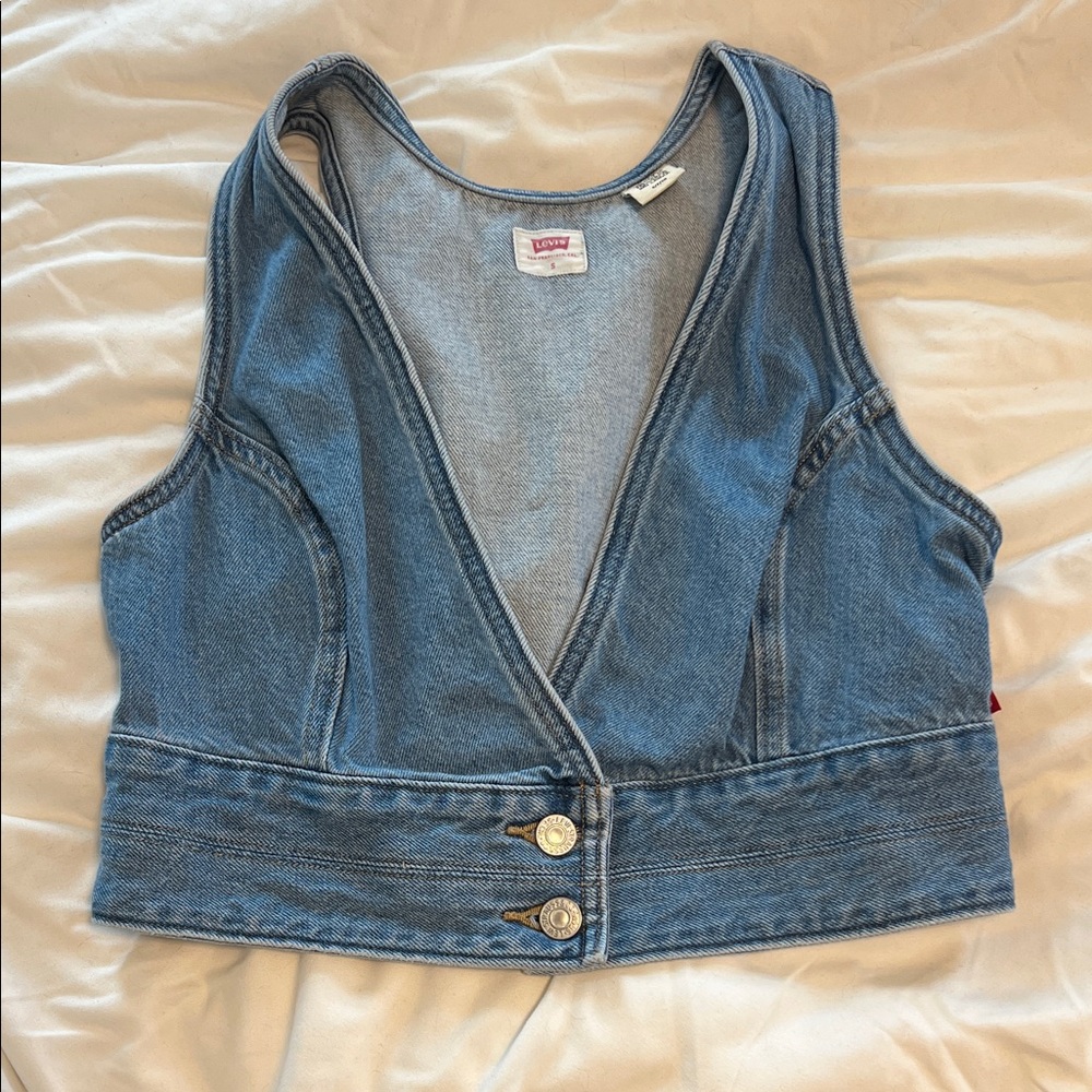 Levi's Classic Blue Denim Crop Vest